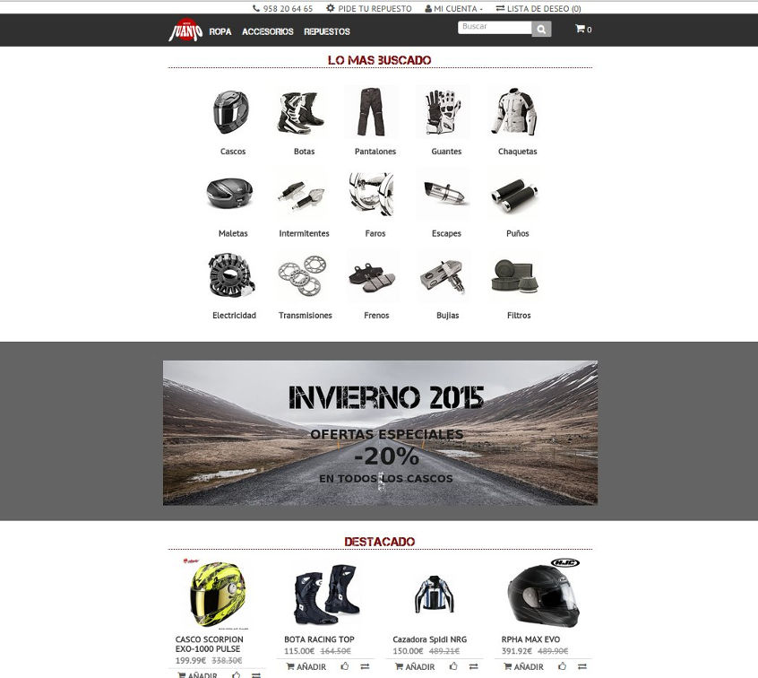 Motorbike accessories mobile friendly online shop